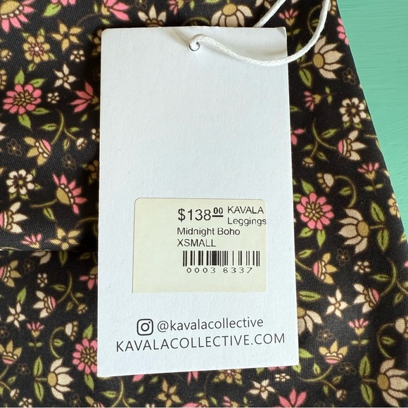 New Kavala Floral Pink and Black High Waist Leggings with Stretchy Fit Women XL - Picture 5 of 9